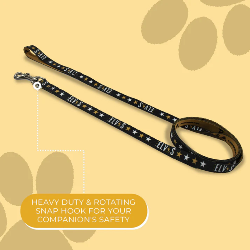 Dog Lead - Elvis Dancing Black & Gold (183cm)