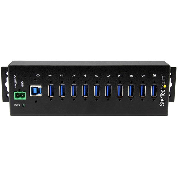 10-Port Industrial USB 3.0 Hub - ESD and Surge Protection
