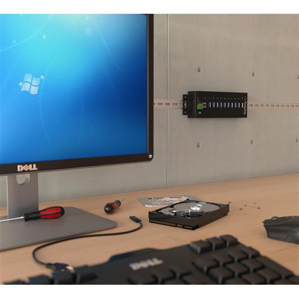 10-Port Industrial USB 3.0 Hub - ESD and Surge Protection