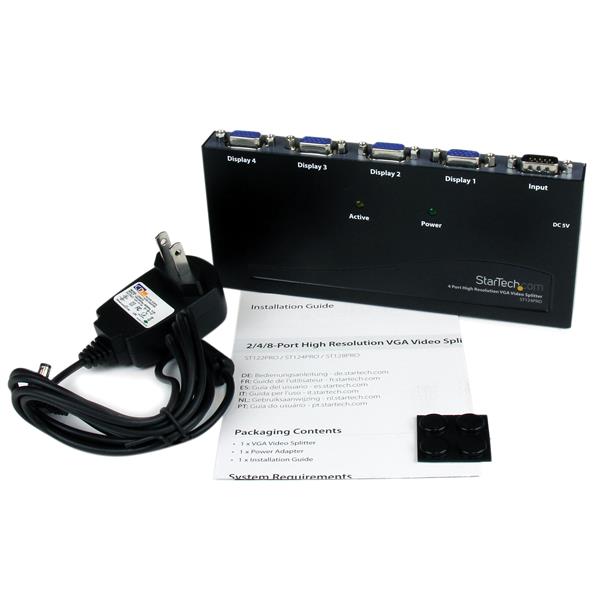 4 Port High Resolution VGA Video Splitter - 350 MHz