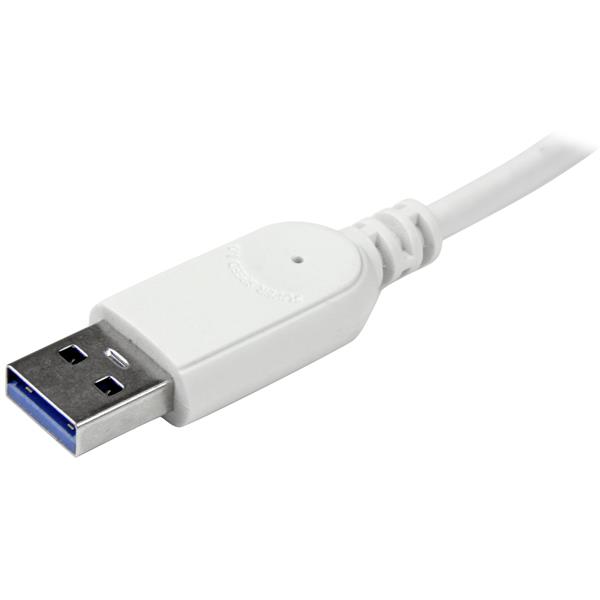 3-Port Portable USB 3.0 Hub plus Gigabit Ethernet - Built-In Cable
