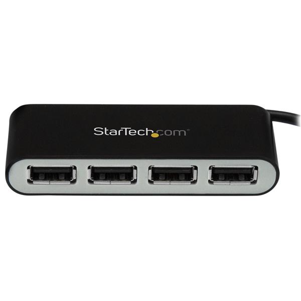 4-Port Portable USB 2.0 Hub with Built-in Cable