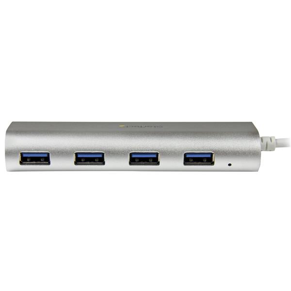 4-Port Portable USB 3.0 Hub with Built-in Cable