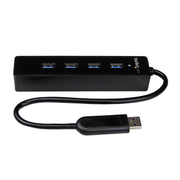 4 Port Portable SuperSpeed USB 3.0 Hub with Built-in Cable