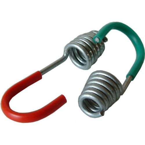 Durable zinc-plated metal hooks for 8mm bungee cords, featuring protective sleeves for surface safety and secure fastening.
