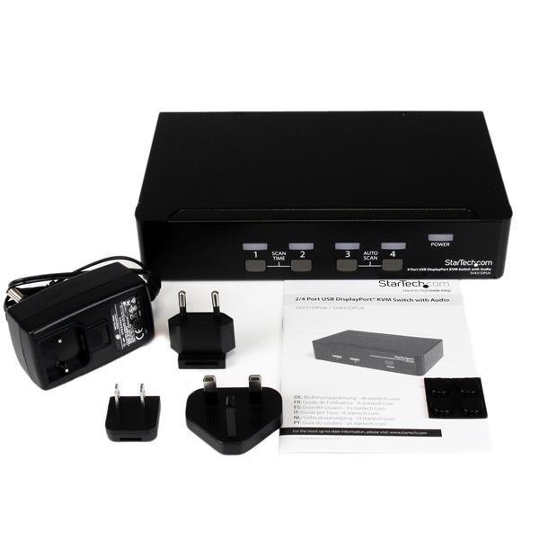 4 Port USB DisplayPort KVM Switch with Audio