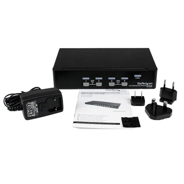 4 Port 1U Rackmount USB KVM Switch with OSD