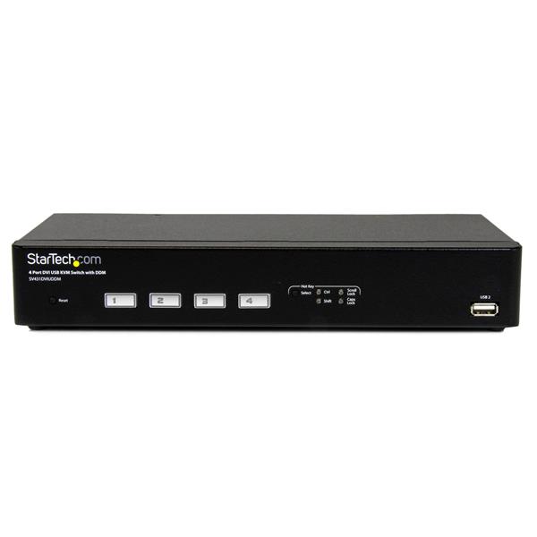 4 Port USB DVI KVM Switch with DDM Fast Switching Technology and Cables