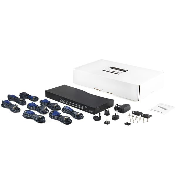 8 Port 1U Rackmount USB KVM Switch Kit with OSD and Cables