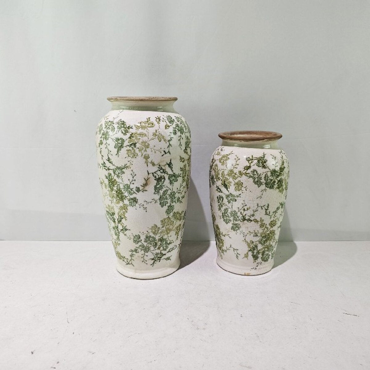 GREEN FLORAL VASE - GREEN - 165x165x295