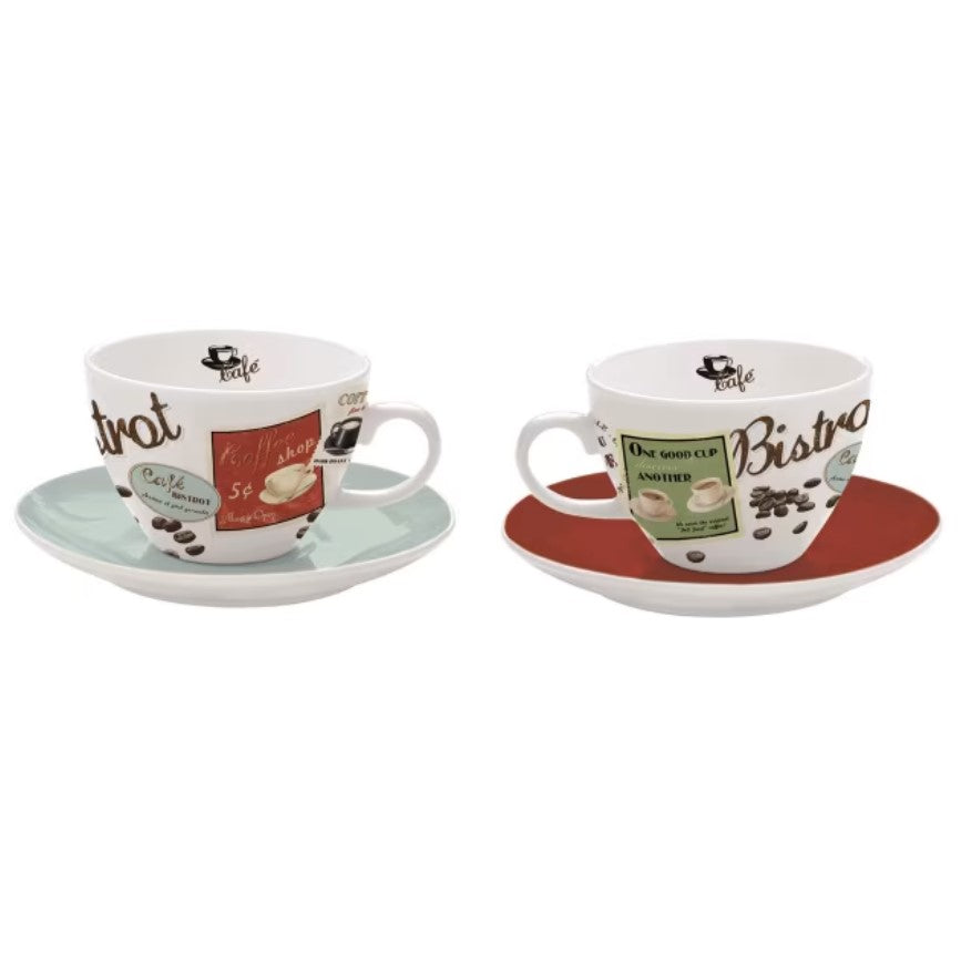 DAKOTA VINTAGE CAPPUCCINO CUP/SAUCERS 2PCE SET