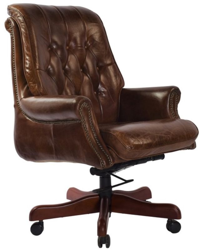 Leather - Bankers Chair - Vintage Cigar Brown