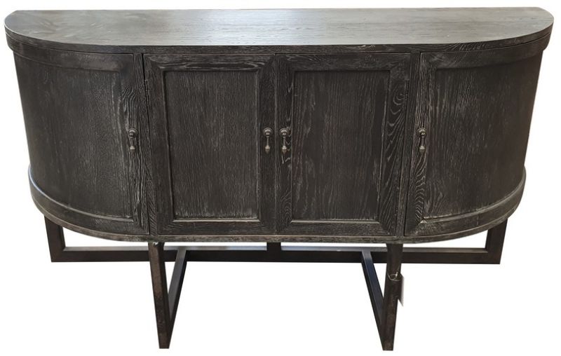 Hall Table - 4 Door with Metal Base Oak Wood /Iron