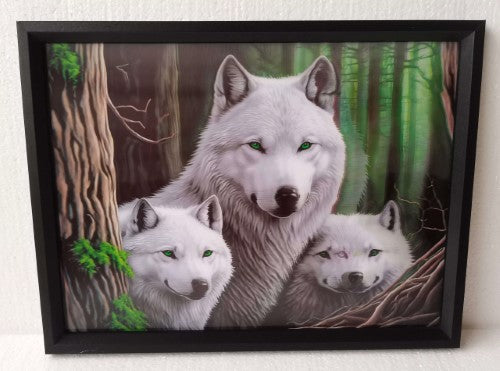 Wall Art - 3D White Wolves (30 x 40cm)
