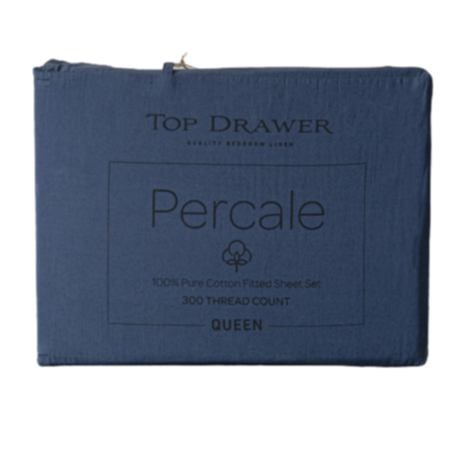 Sheet Set - Top Drawer 300TC Percale MIDNIGHT (SINGLE)