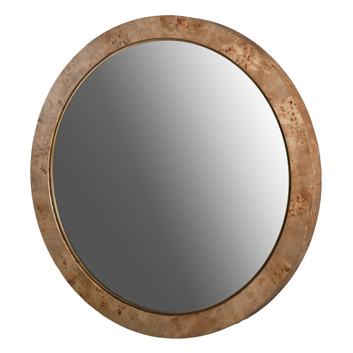 ROUND MIRROR - BURL WALNUT VENEER/MDF (1.12m x 1.125m x 8cm)