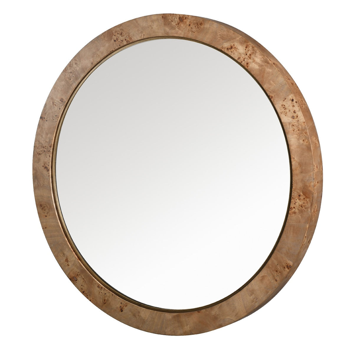 ROUND MIRROR - BURL WALNUT VENEER/MDF (1.12m x 1.125m x 8cm)