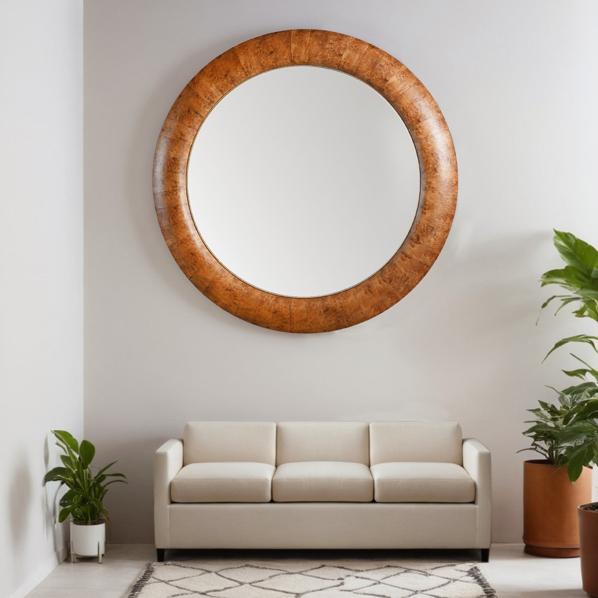 ROUND MIRROR - VENEER/MDF WALNUT (1.52m x 1.52m x 5.5cm)