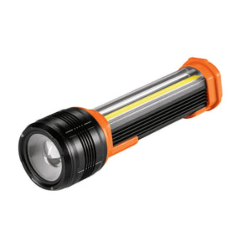 USB rechargeable LED flashlight, 480 lumens, with long-range beam, multiple modes, and 8-hour battery life for outdoor adventures.