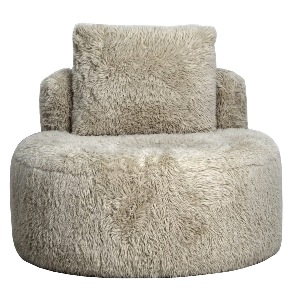 ROUND ACCENT CHAIR - SOPHIE SAFARI FAUX SHEEPSKIN (87 x 87 x 75cm)