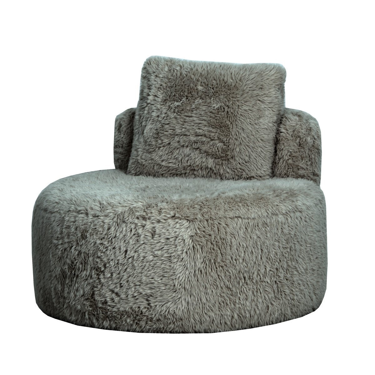 ROUND ACCENT CHAIR - SOPHIE SMOKE FAUX SHEEPSKIN (87 x 87 x 75cm)
