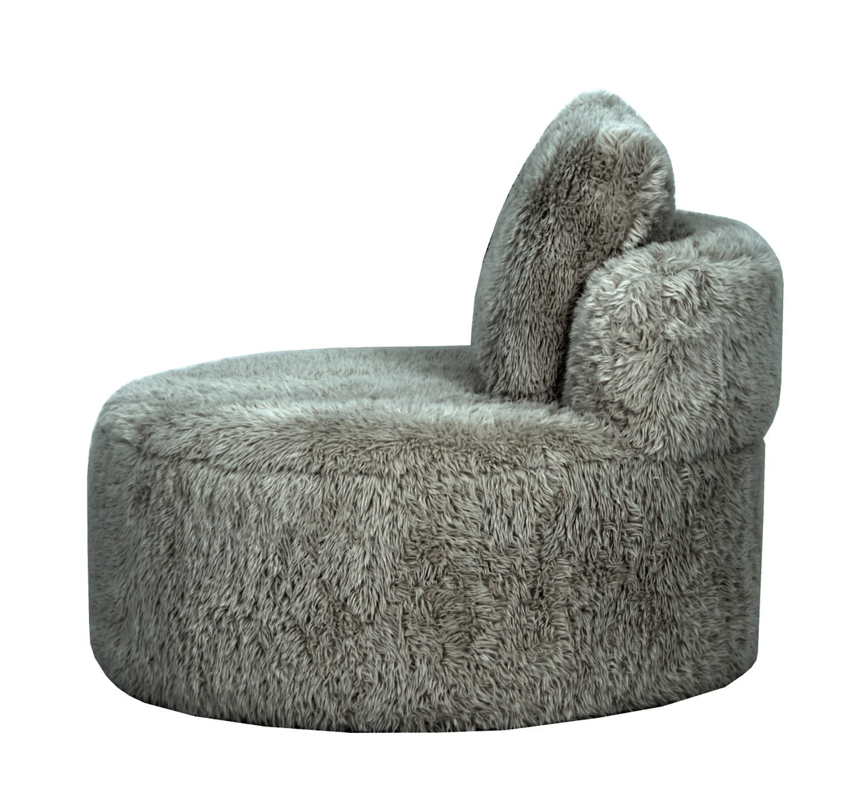 ROUND ACCENT CHAIR - SOPHIE SMOKE FAUX SHEEPSKIN (87 x 87 x 75cm)