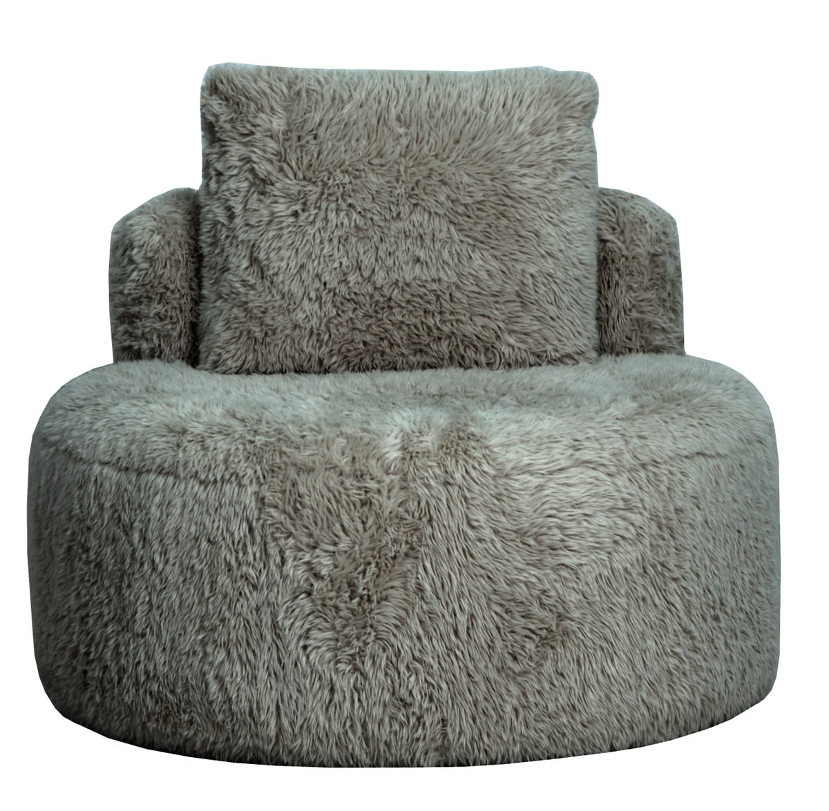 ROUND ACCENT CHAIR - SOPHIE SMOKE FAUX SHEEPSKIN (87 x 87 x 75cm)