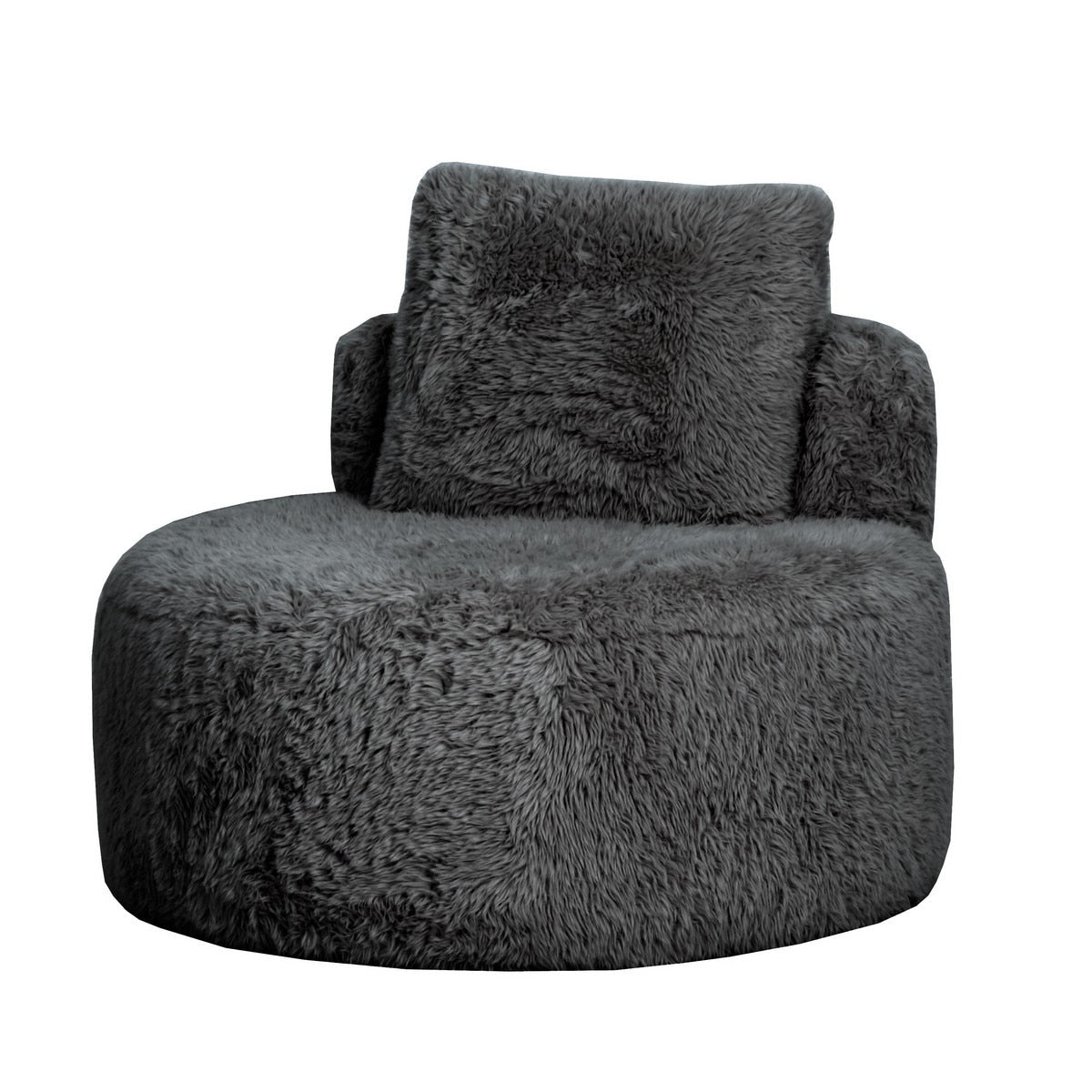 ROUND ACCENT CHAIR - SOPHIE GRAPHITE FAUX SHEEPSKIN (87 x 87 x 75cm)