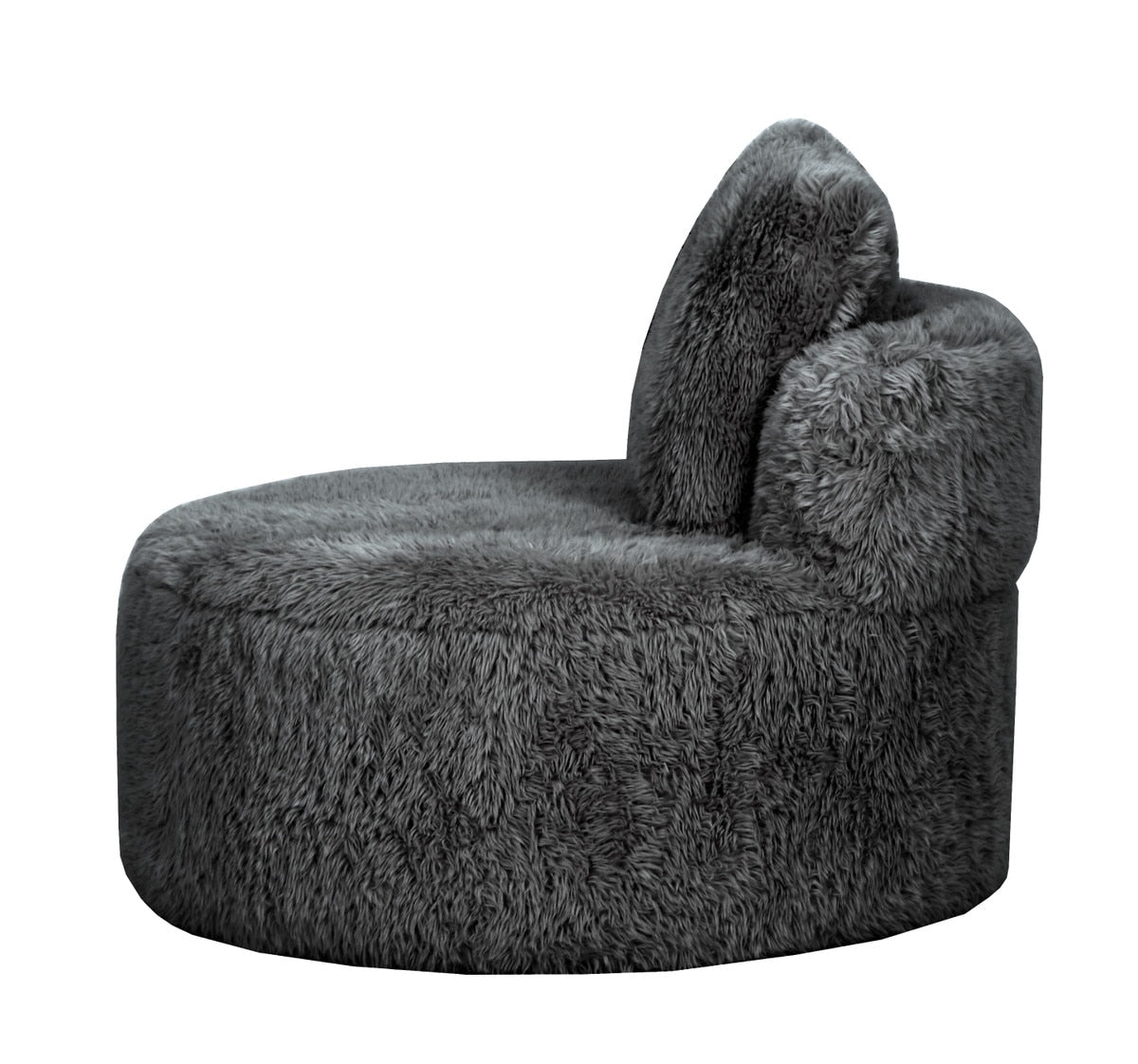 ROUND ACCENT CHAIR - SOPHIE GRAPHITE FAUX SHEEPSKIN (87 x 87 x 75cm)