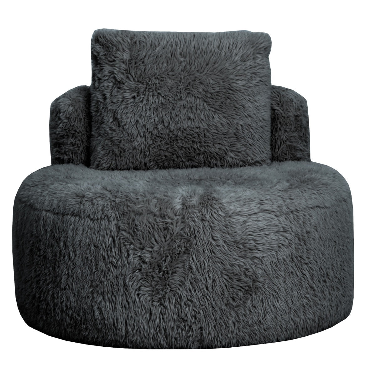 ROUND ACCENT CHAIR - SOPHIE GRAPHITE FAUX SHEEPSKIN (87 x 87 x 75cm)