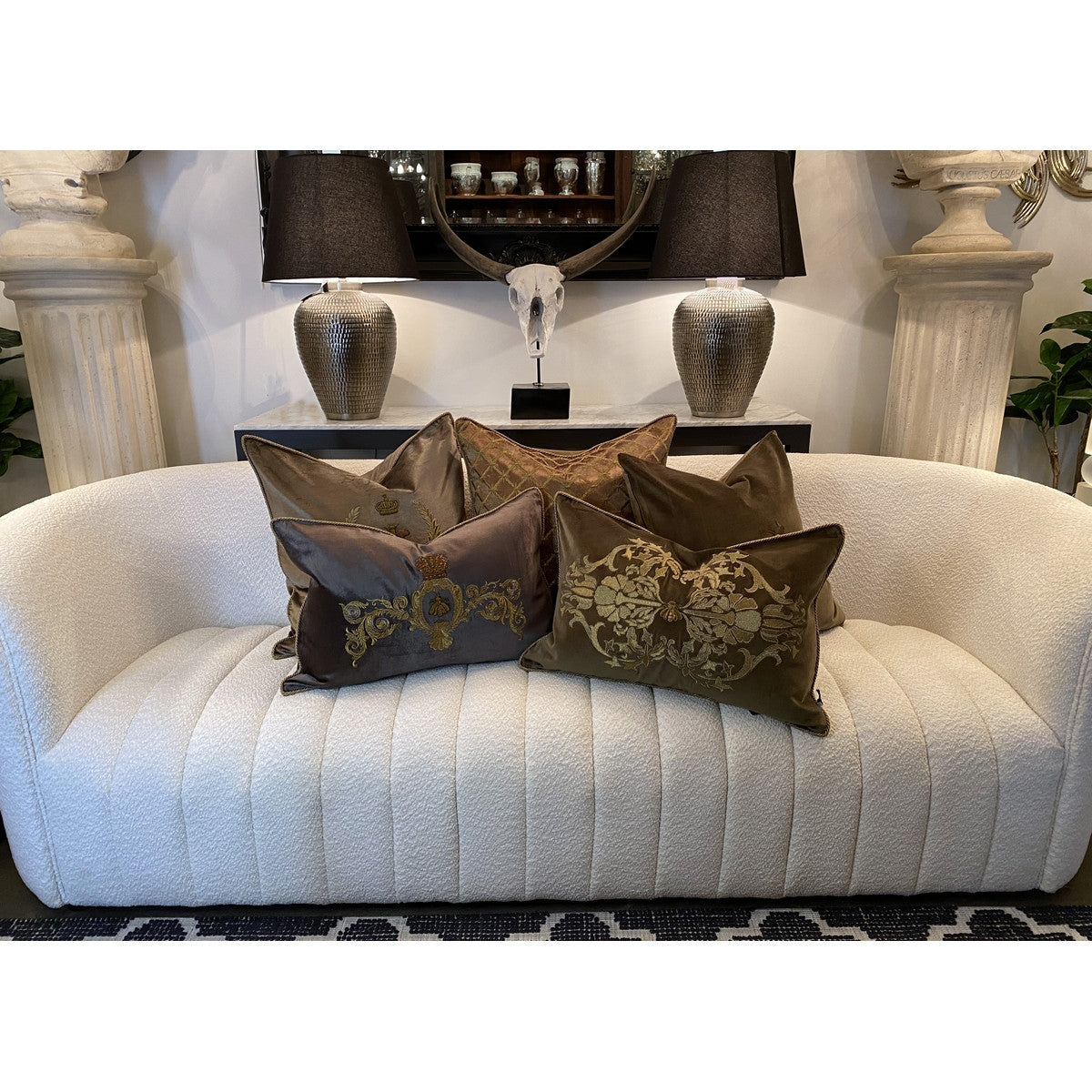 Cushion Cover - Oasis Hand Embroided 1 (Green/Gold)