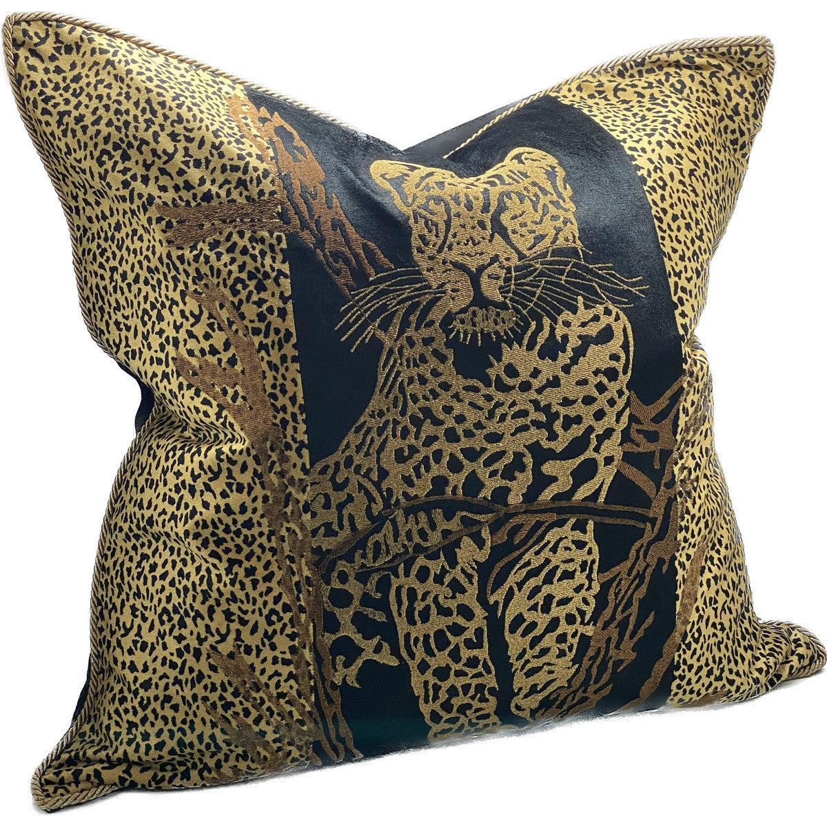 Cushion Cover - Oasis Hand Embroided (Leopard/Black)