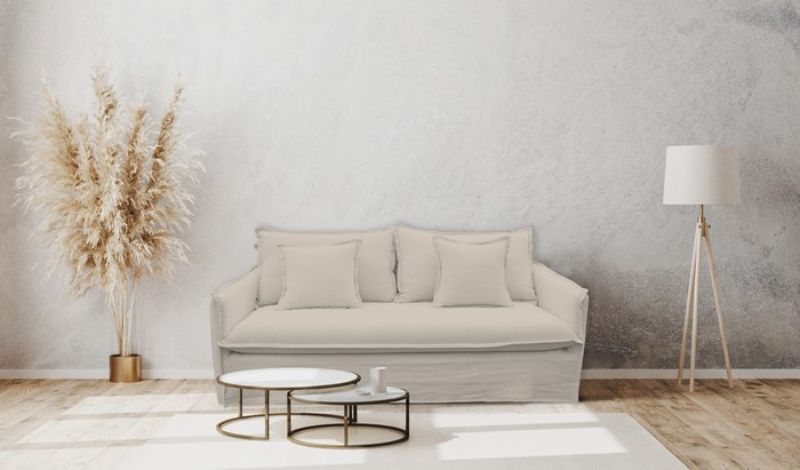 Sofa - Chantilly Slip Cover 2 Seat Salt & Pepper (172cm)