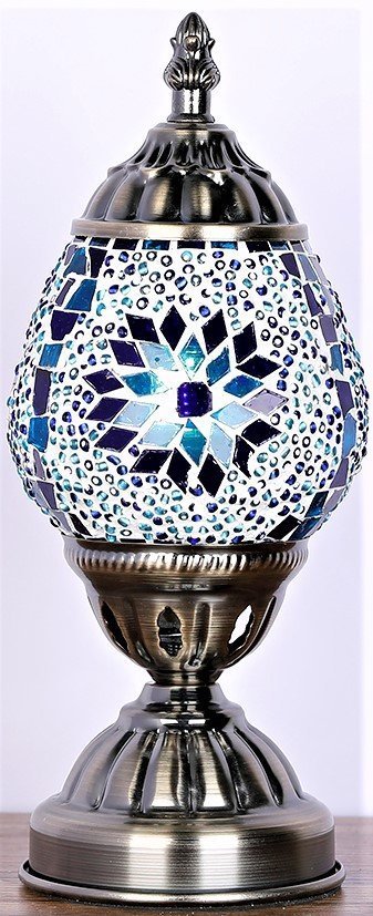 Turkish Oval Mosaic Lamp - Blue (16cm)