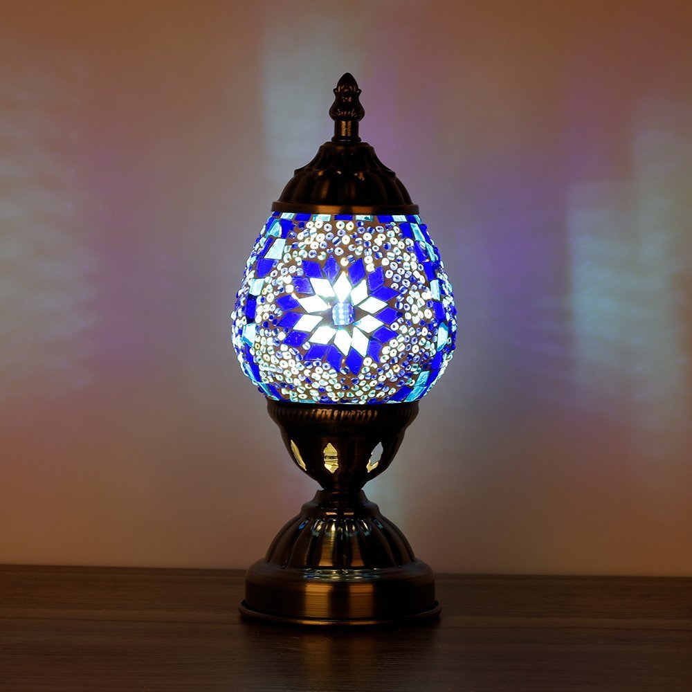 Turkish Oval Mosaic Lamp - Blue (16cm)