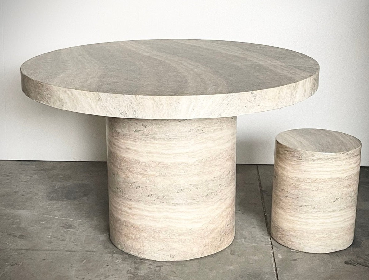 TRAVERTINE DINING TABLE - BLUE