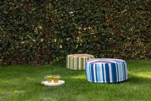 Outdoor Pouffe - Striped Blue (54 x 27cm)