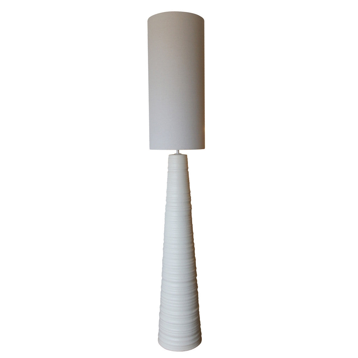 Floor Lamp - White Ceramic W/ Natural Linen Shade