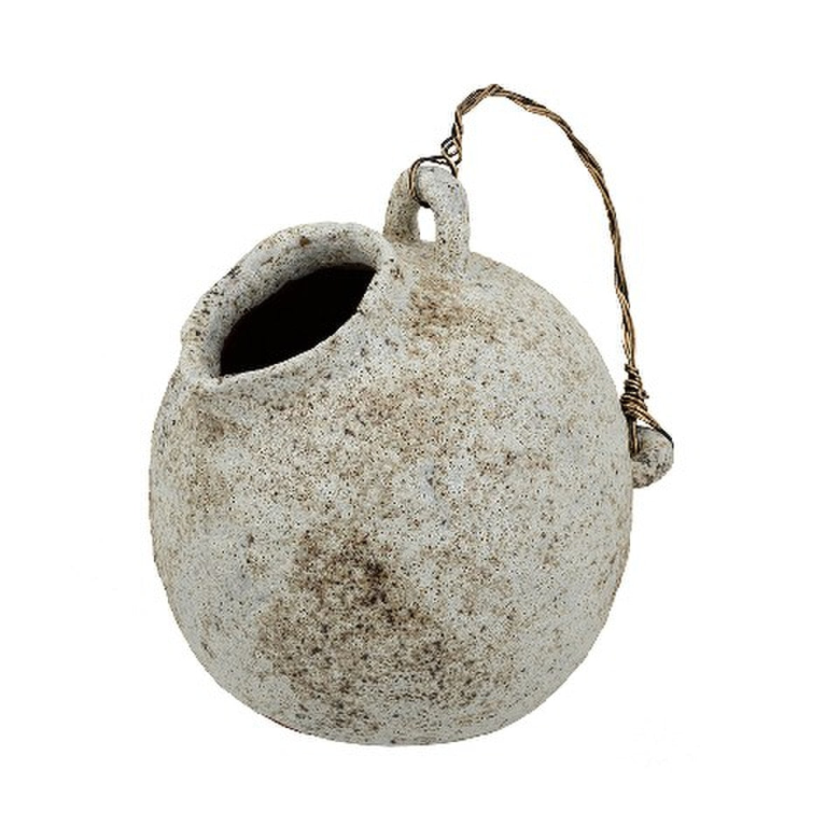 HAND PULLED DECORATIVE JUG WITH WIRE HANDLE (24.2 x 24.2 x 26cm)