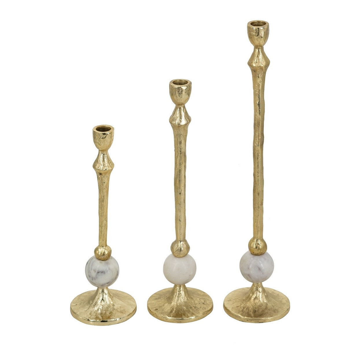 TAPER HOLDERS - GOLD/MARBLE (SET of 3)