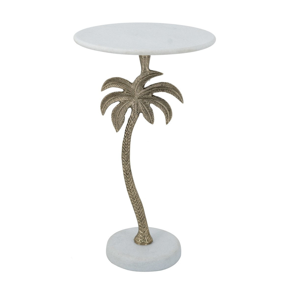 SIDE TABLE - PALM TREE White/Gold (35.6 x 35.6 x 61cm)