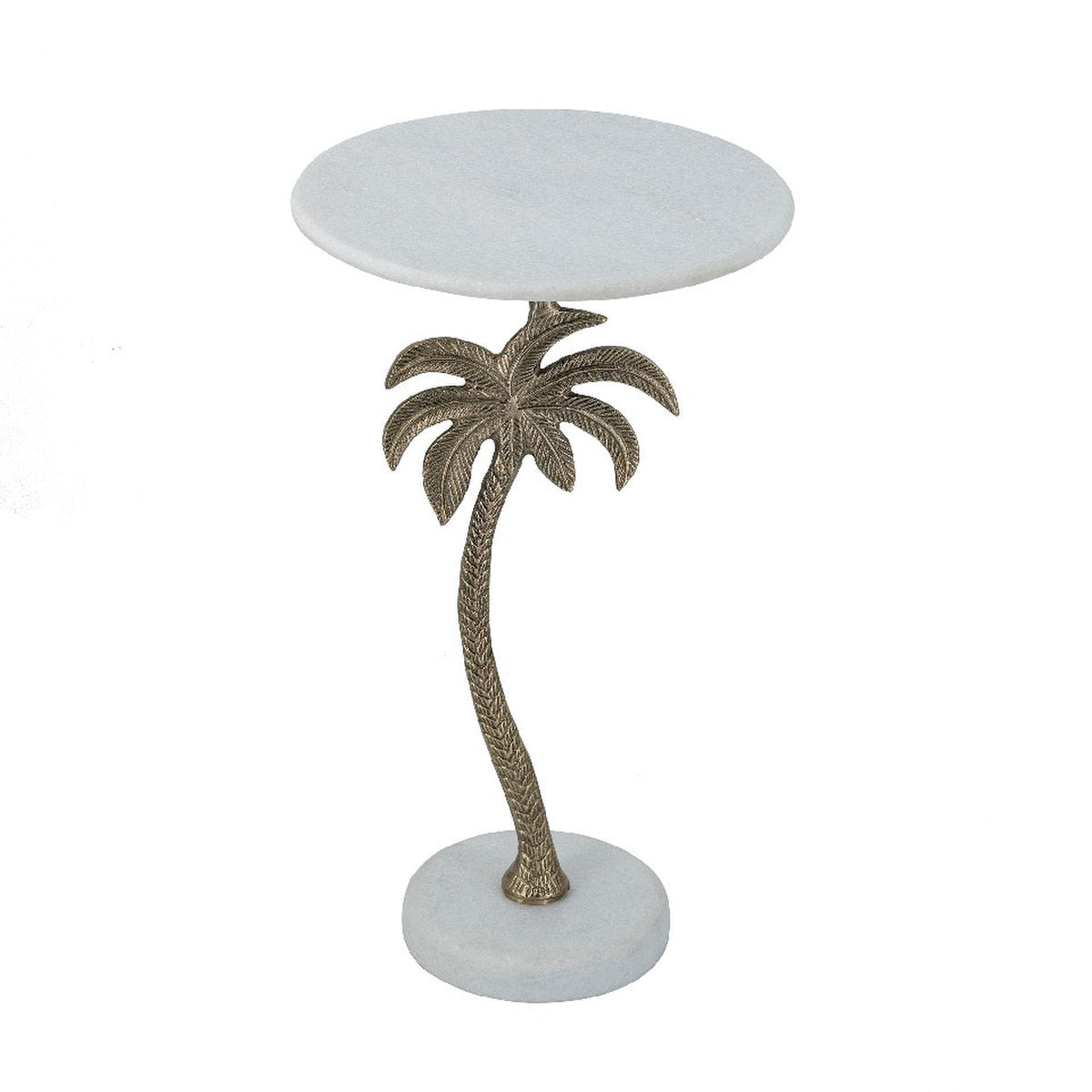 SIDE TABLE - PALM TREE White/Gold (35.6 x 35.6 x 61cm)
