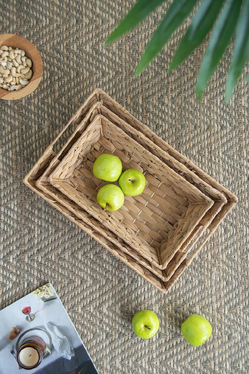 TRAYS - WATER HYACINTH Natural (SET of 3)