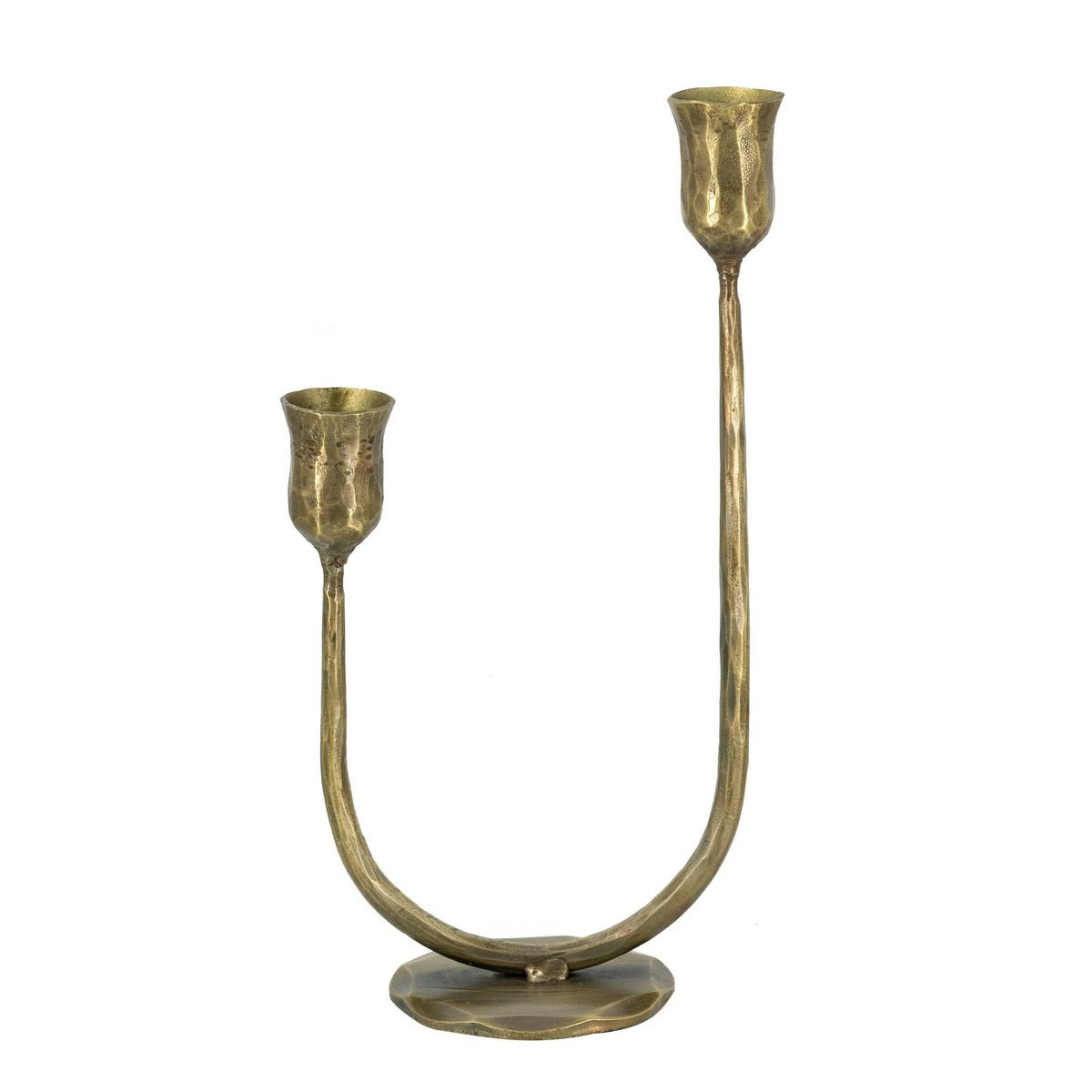 GOLD CANDLE HOLDER - Iron (16 x 9 x 29cm)