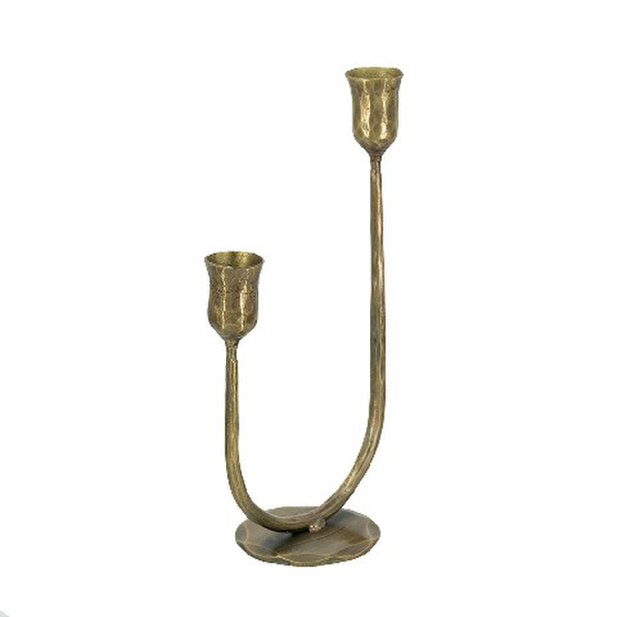 GOLD CANDLE HOLDER - Iron (16 x 9 x 29cm)