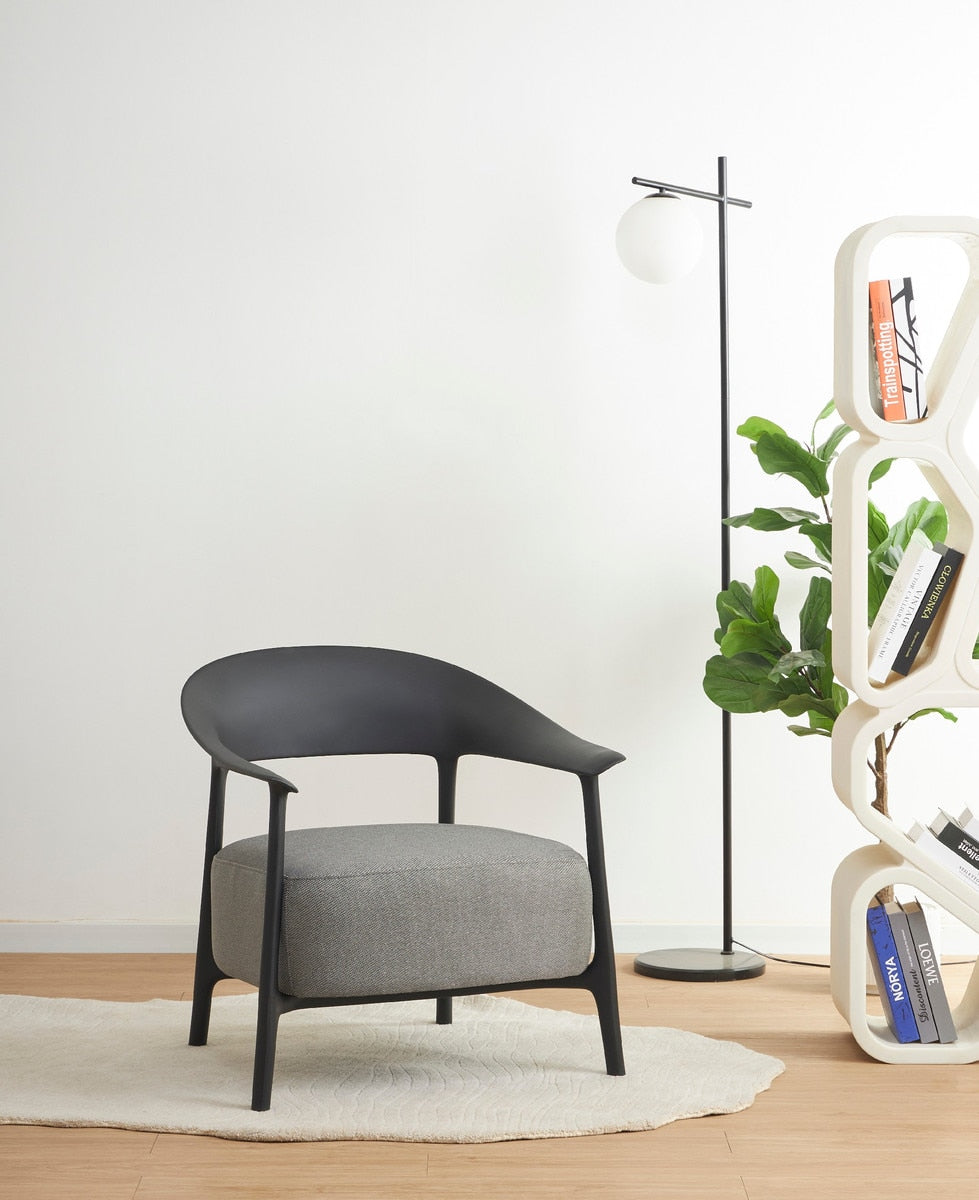 LOUNGE CHAIR W/OUTDOOR FABRIC - DRIFT BLACK PP FRAME/CHARCOAL OUTDOOR FABRIC