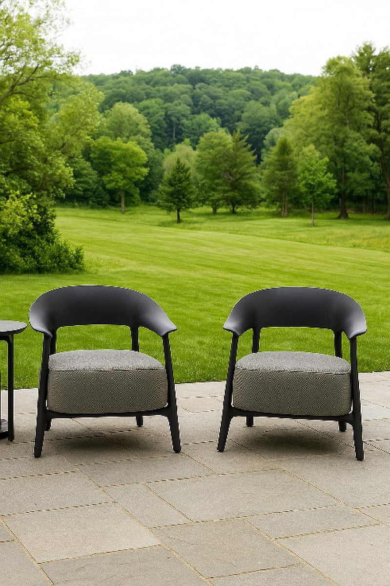 LOUNGE CHAIR W/OUTDOOR FABRIC - DRIFT BLACK PP FRAME/CHARCOAL OUTDOOR FABRIC