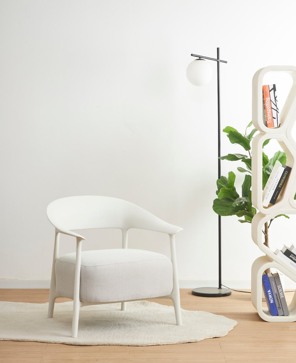 LOUNGE CHAIR W/OUTDOOR FABRIC - DRIFT WHITE FRAME/OATMEAL OUTDOOR FABRIC