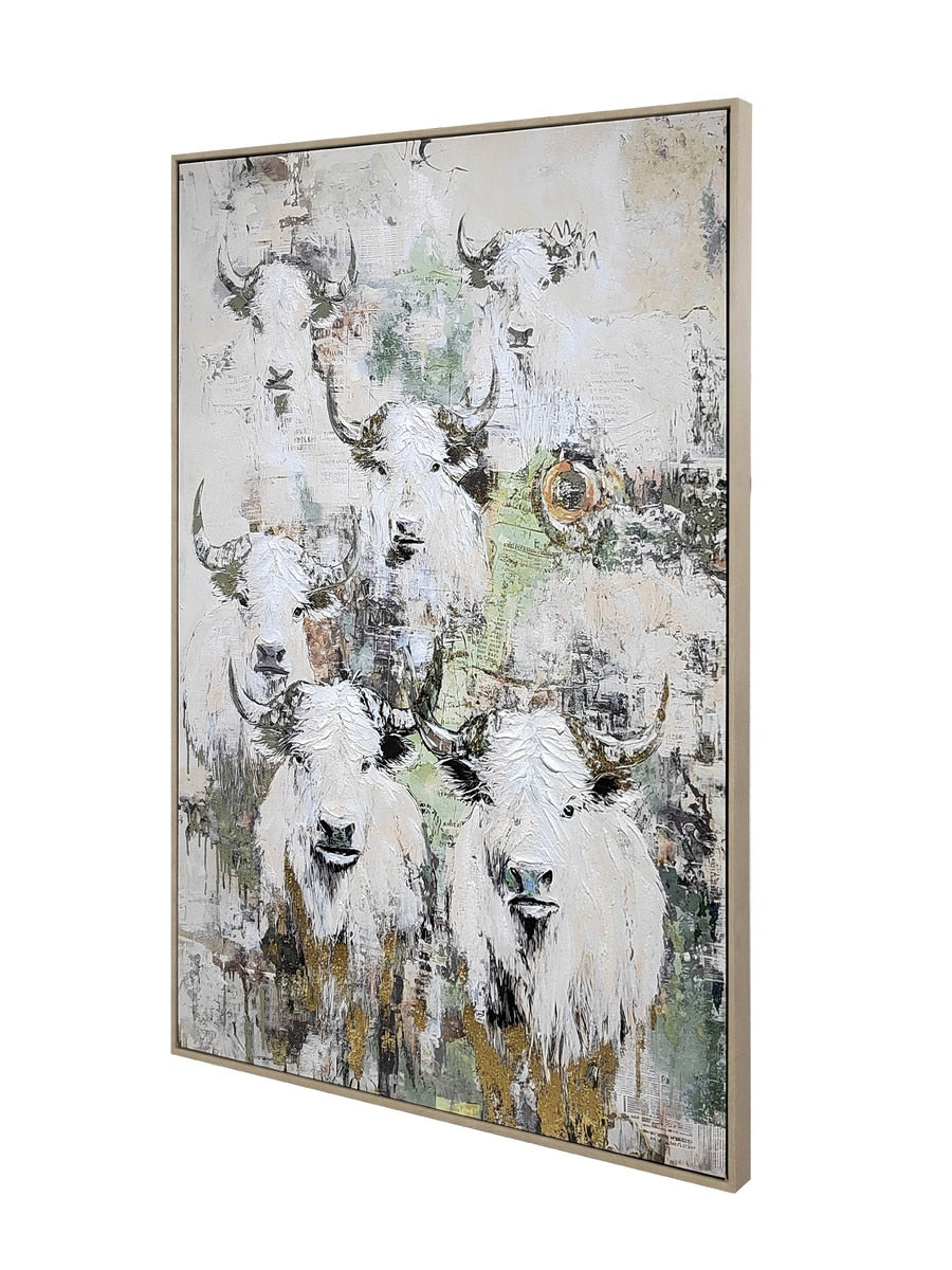 FRAMED CANVAS - Cattle 80% HANDPAINTING (80cm x 1.2m)