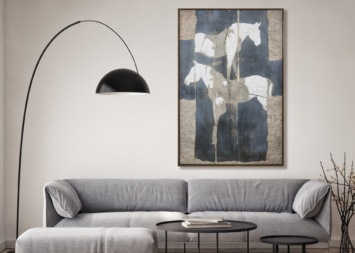 FRAMED CANVAS - Horses 80% HANDPAINTING (80 x 1.2m)